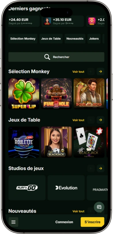 Slot Monkey Application Mobile